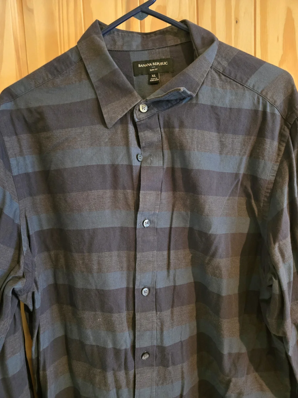 Banana Republic Men’s Horizontal Stripe Button-Down Shirt - Blue & Gray